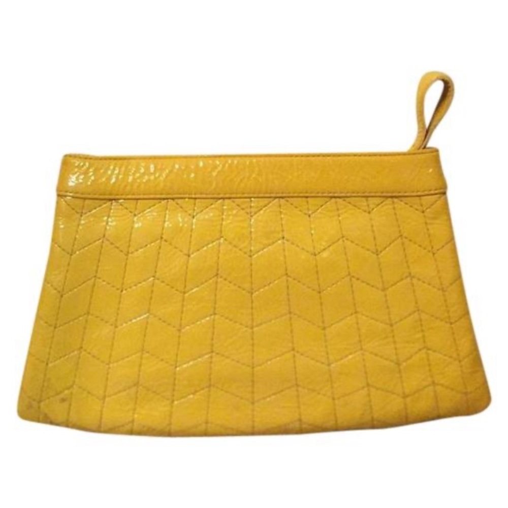 Authentic Yellow Patent Leather Goldenbleu Clutch Purse